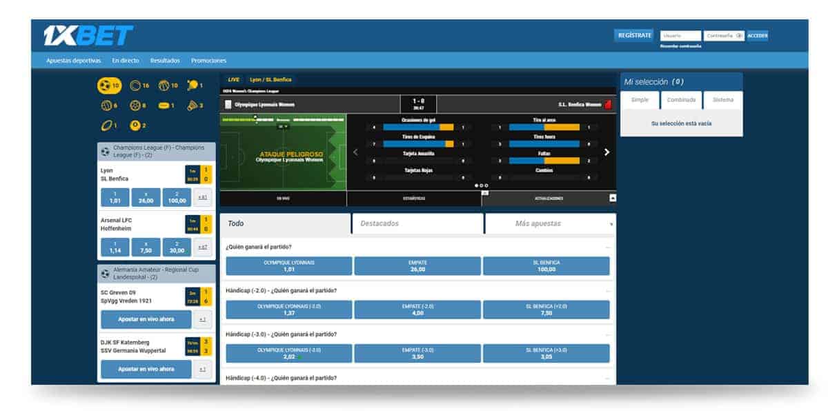 1xbet apuesta en vivo