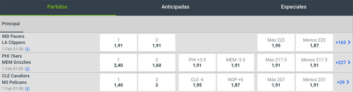 apuestas por cuartos