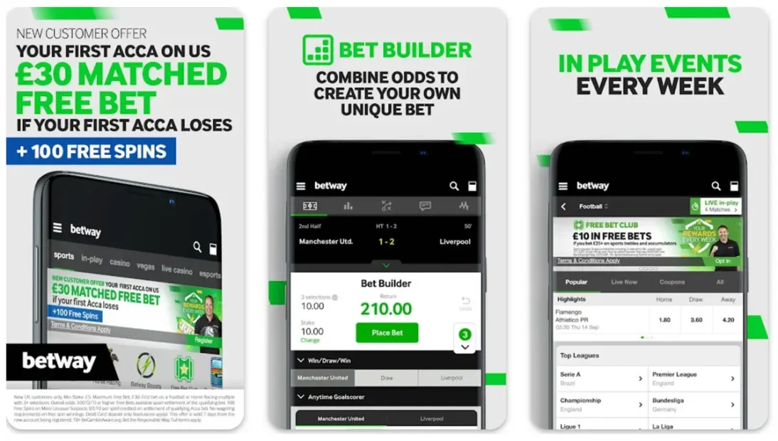 Captura de pantalla: Betway aplicación en Google Play Store