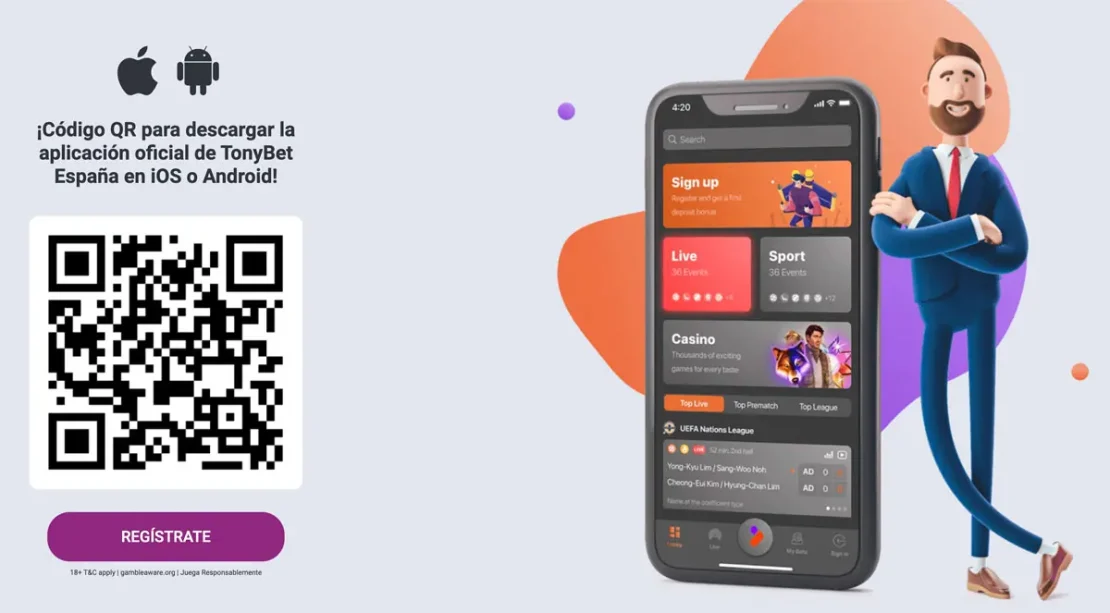 Aplicación Tonybet en el sitio web