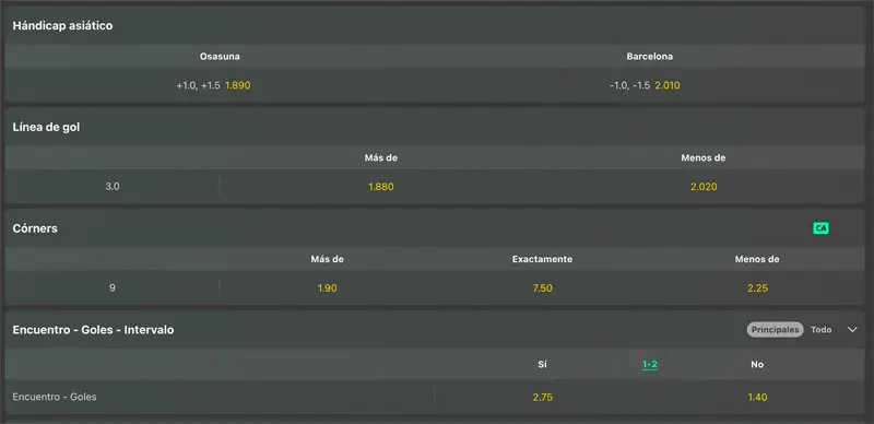 Hándicap Europeo bet365