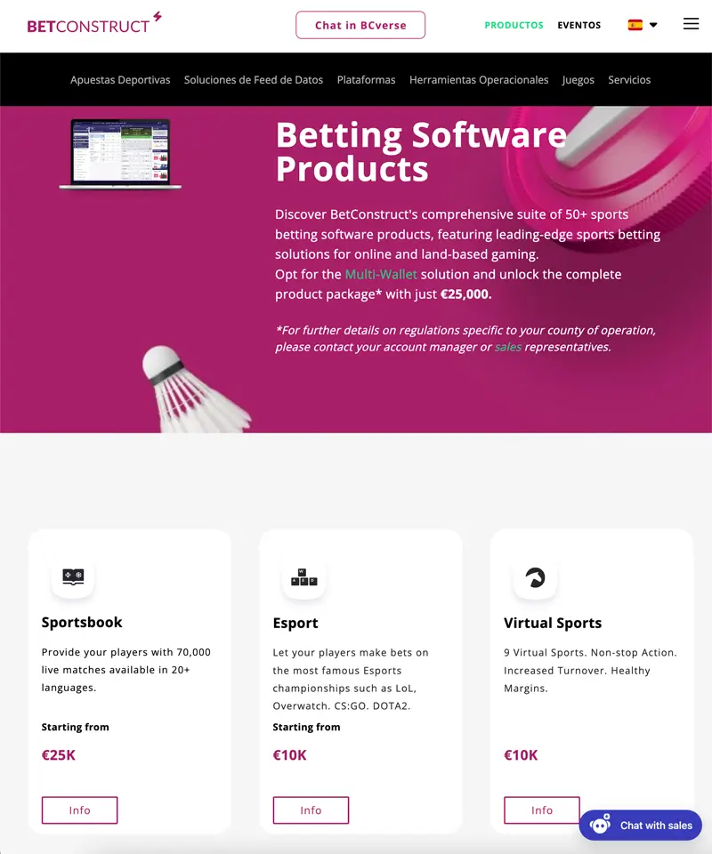 Captura de pantalla del sitio web BetConstruct