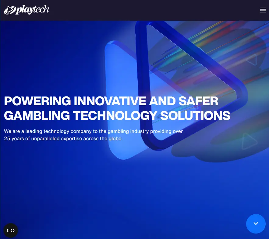 Captura de pantalla del sitio web de Playtech