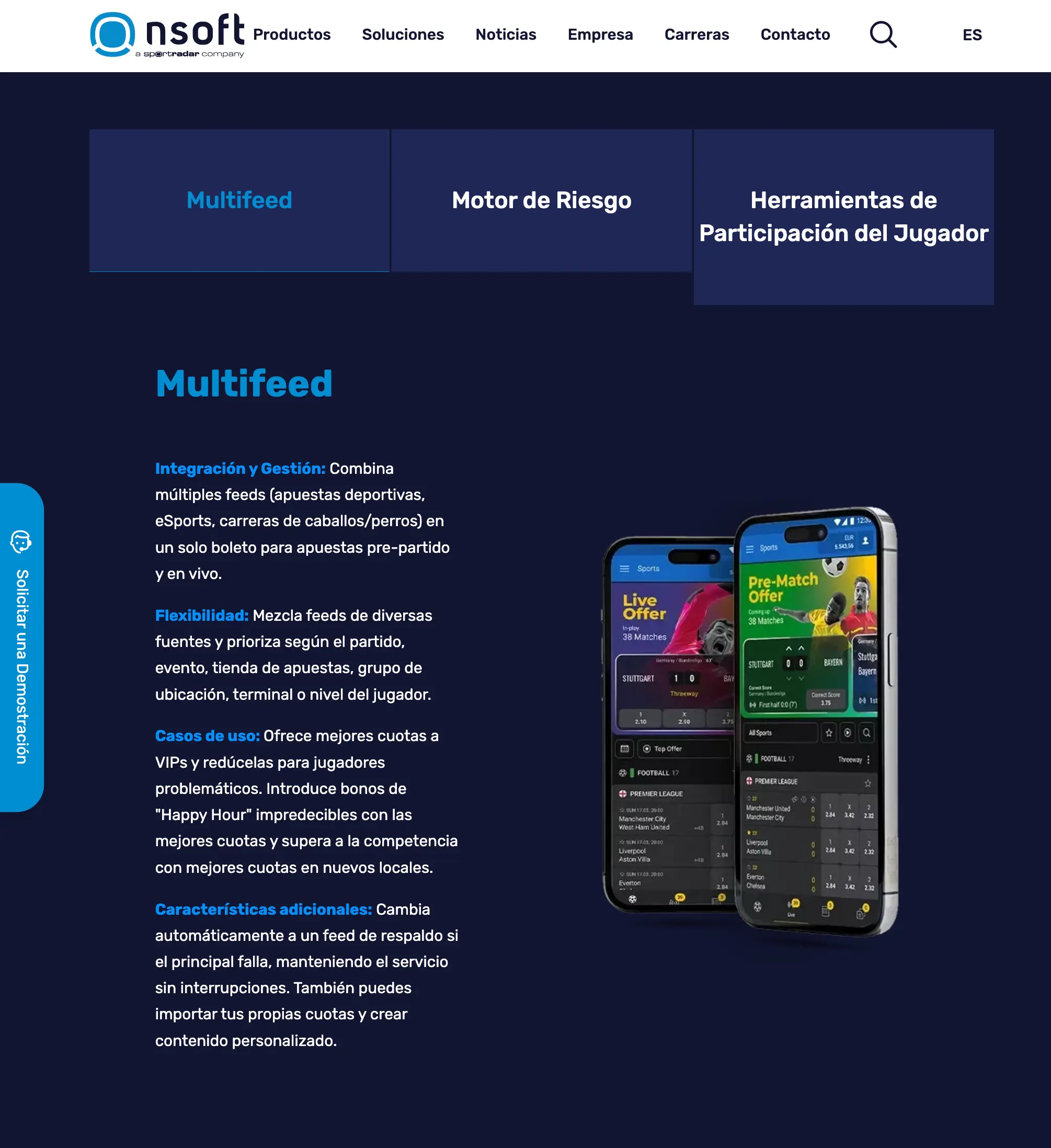 Software del sitio web de apuestas deportivas