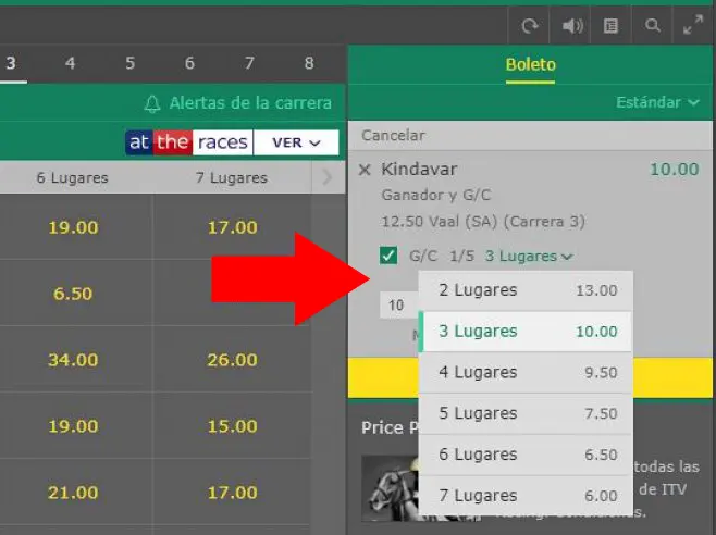 1/3 2 lugares en bet365