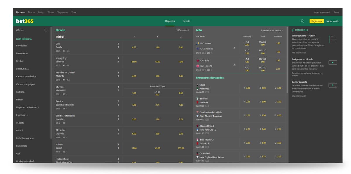 Página de inicio de bet365