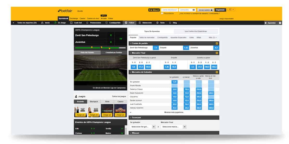 betfair apuesta en vivo