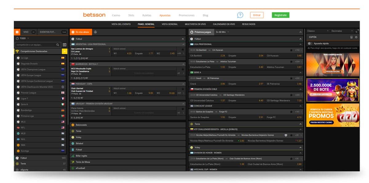 Página de inicio de betsson