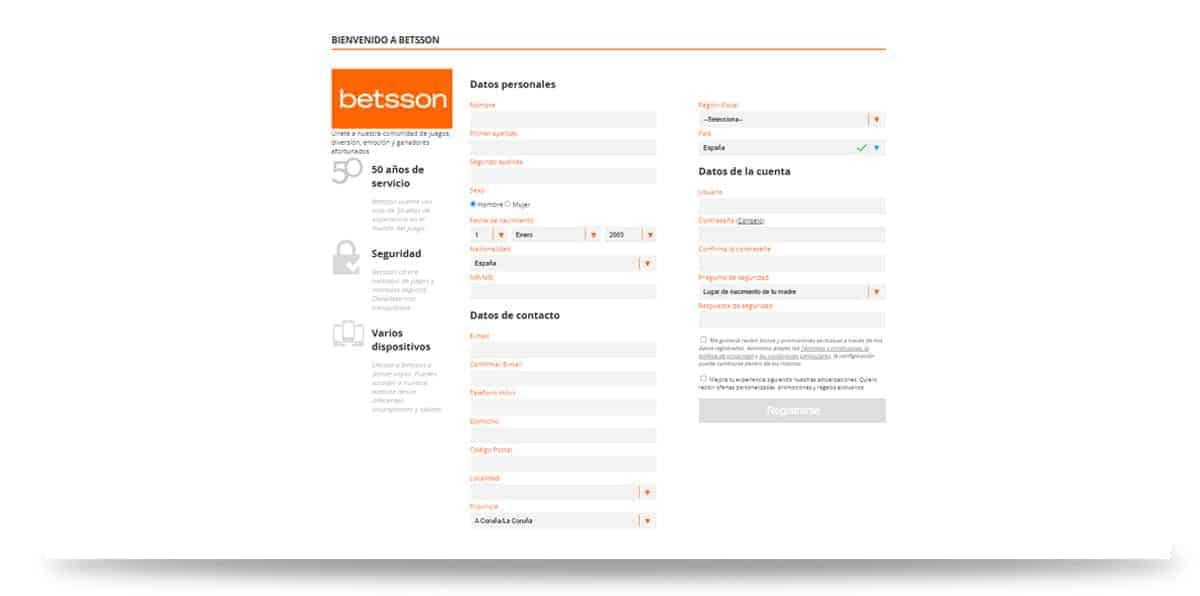 betsson registro