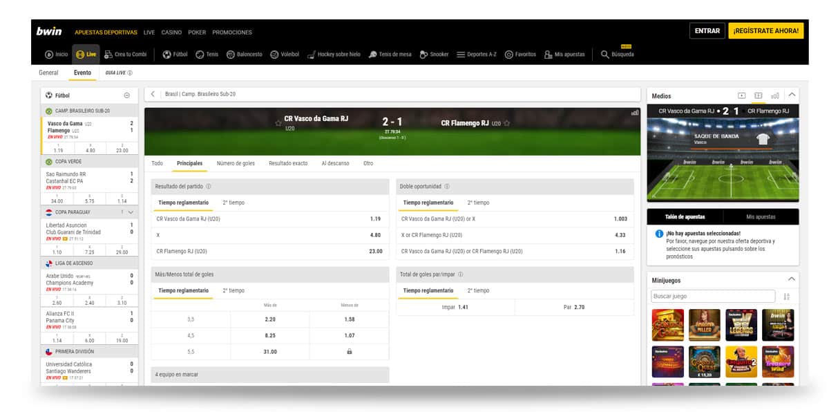 bwin apuesta en vivo