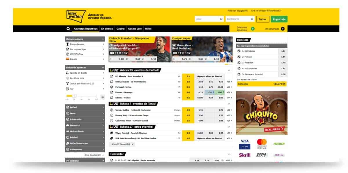 Página de inicio de Interwetten