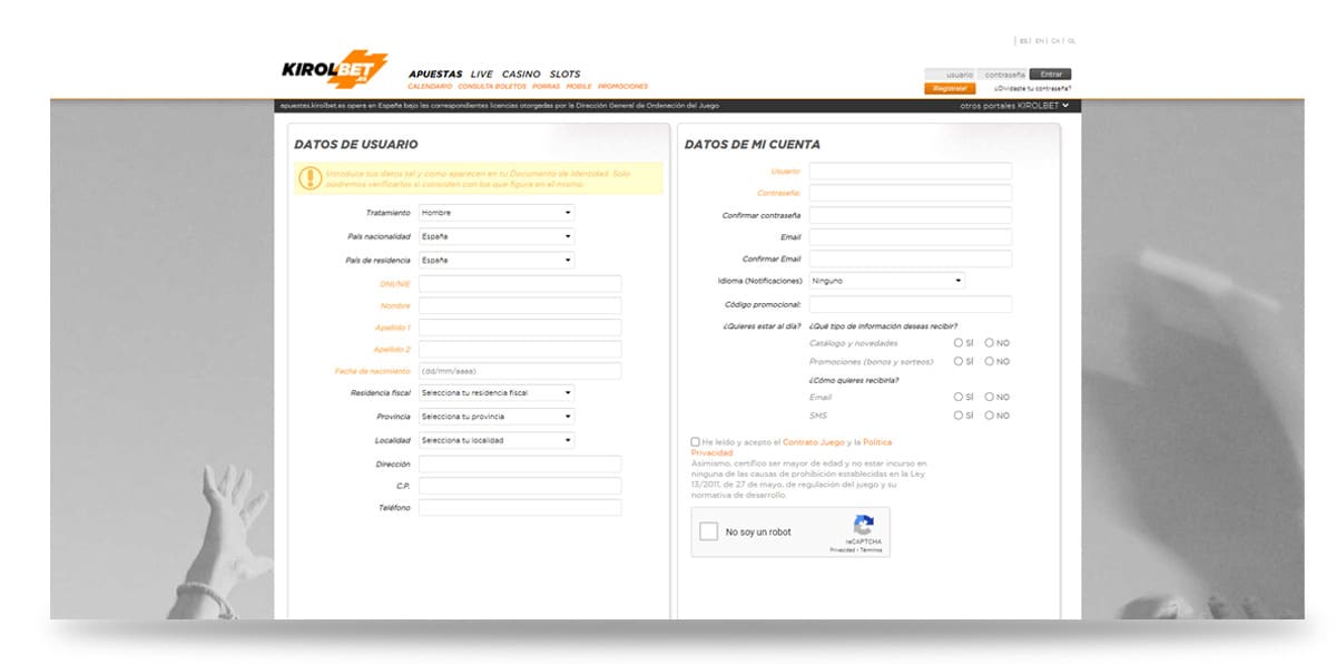 Kirolbet registro