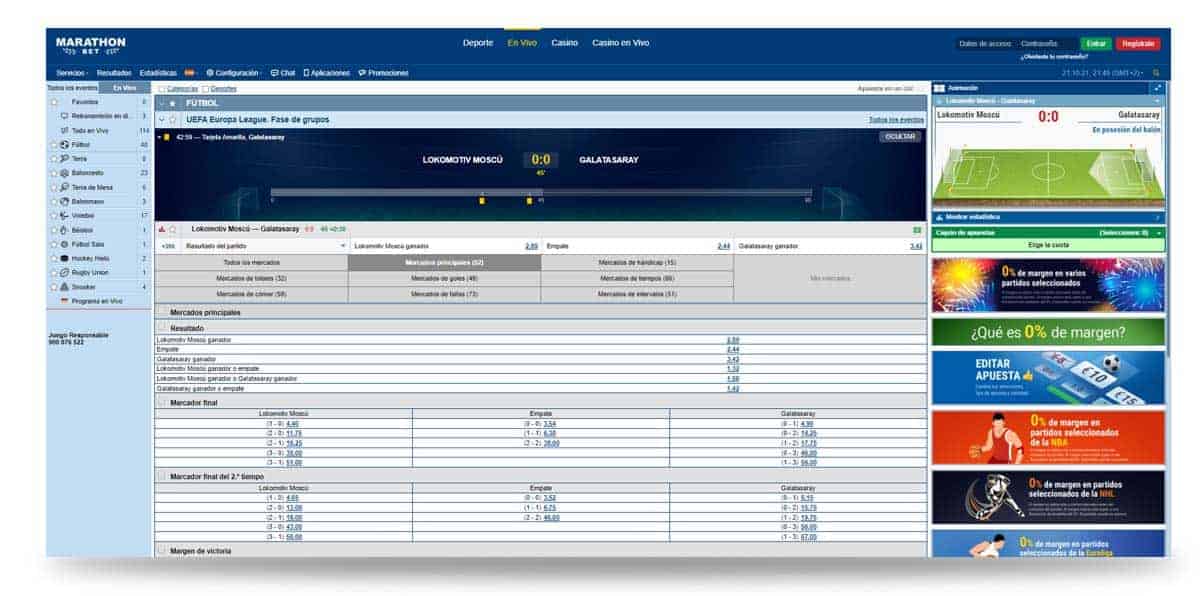 Marathonbet apuesta en vivo