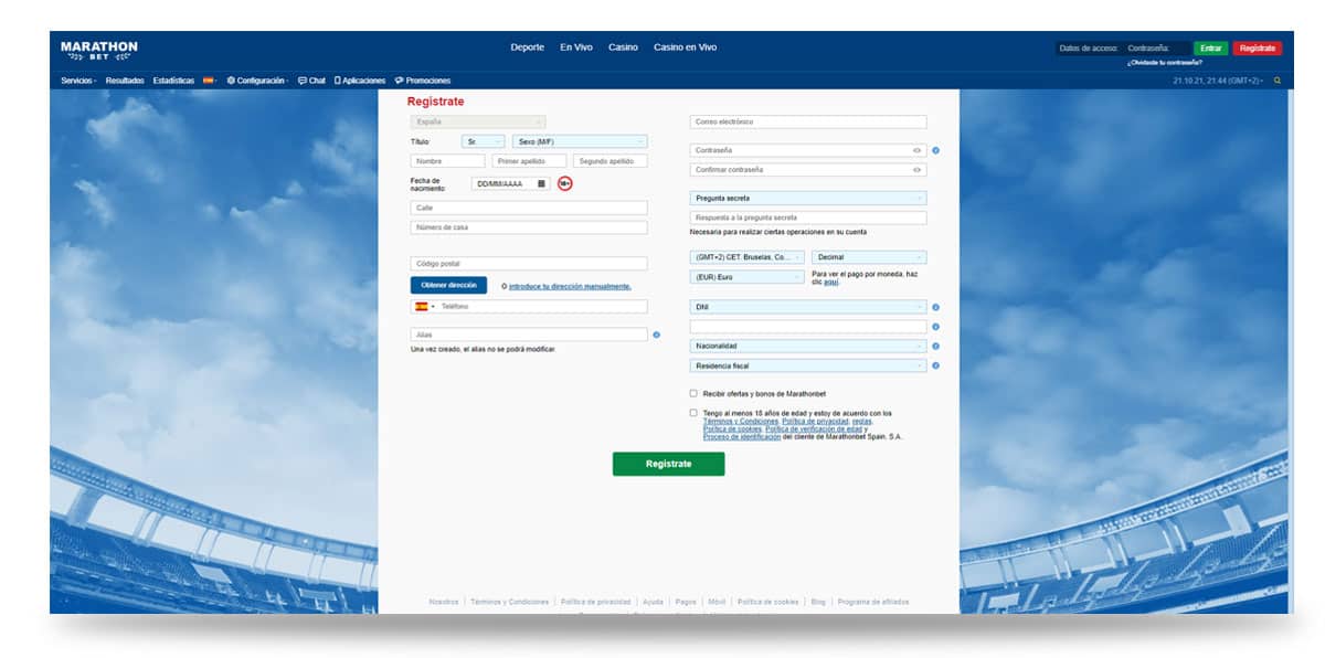 Marathonbet registro